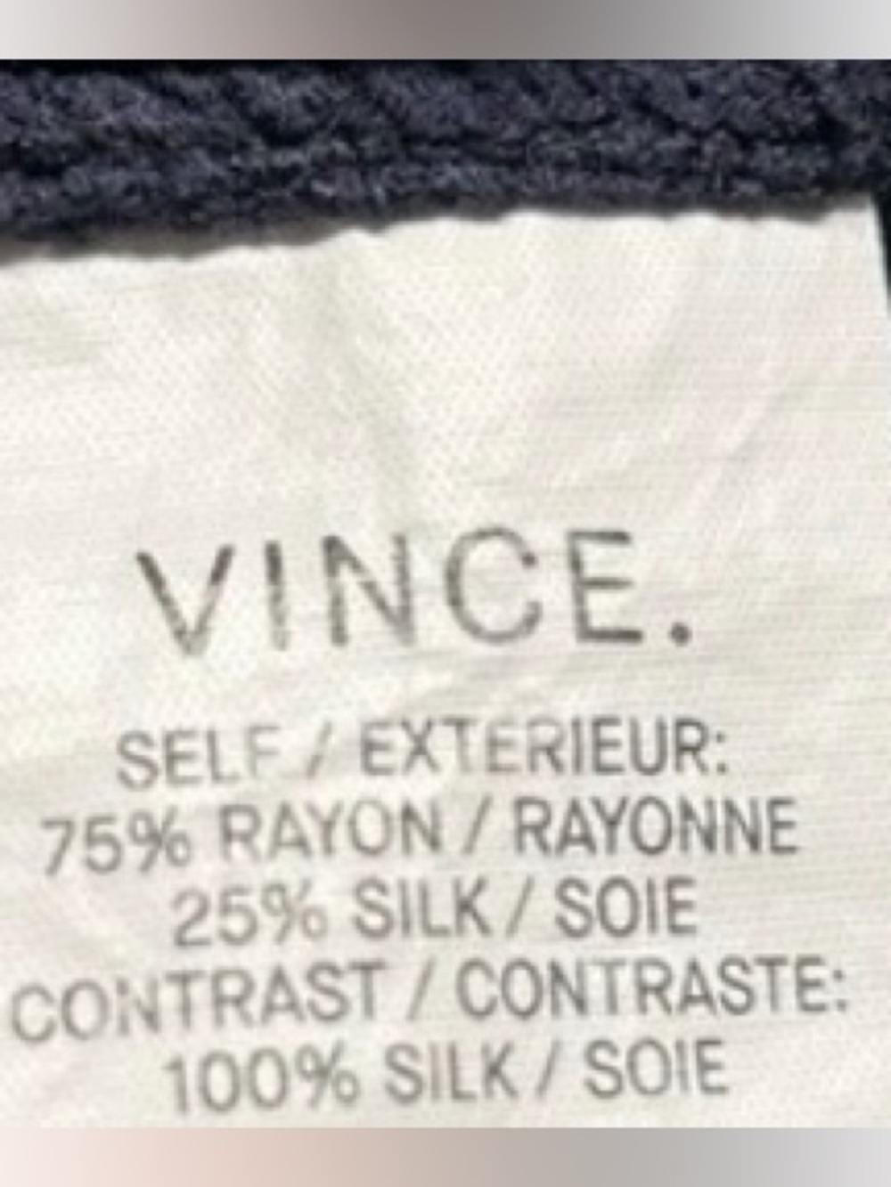 Vince Silk Blend Navy Sheer Blouse Minimalist Luxury Tunic Top Size 4 - Picture 8 of 8
